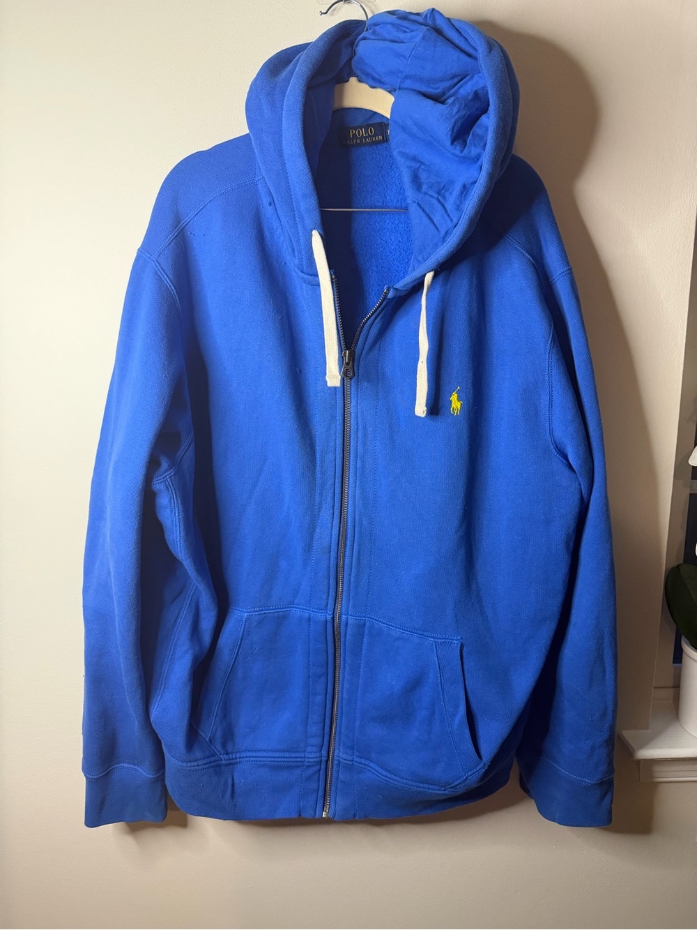 Polo by Ralph Lauren Bright Blue Zip-Up Hoodie with Yellow Pony